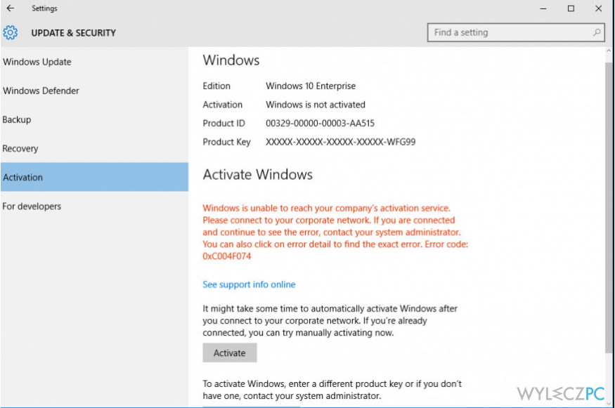 How to Fix Windows 10 Activation Error Code: 0xC004F074?